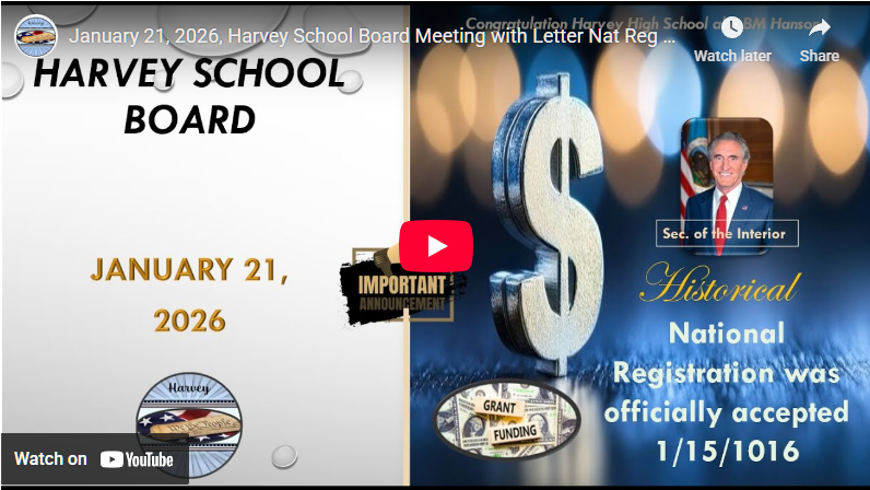 January 21, 2026, Harvey School Board Meeting with Letter Nat Reg Acceptance